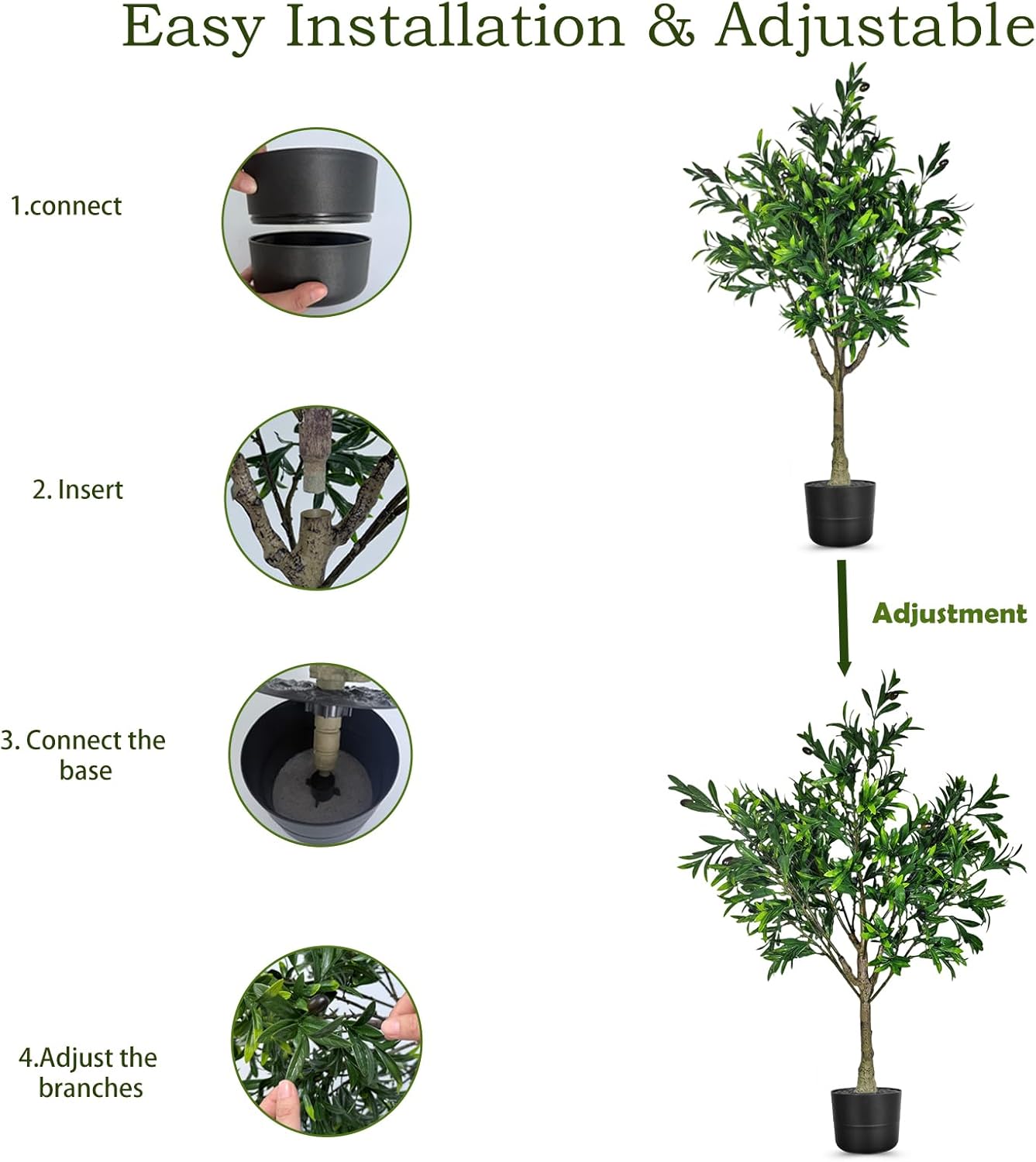 Artificial Olive Trees Indoor Outdoor,3.6FT Faux Olive Trees Potted Artificial Plants,Fake Olive Tree with Planter Realistic Fruits,Natural Wood Trunk Leaves Tree for Home Office Garden Living Room