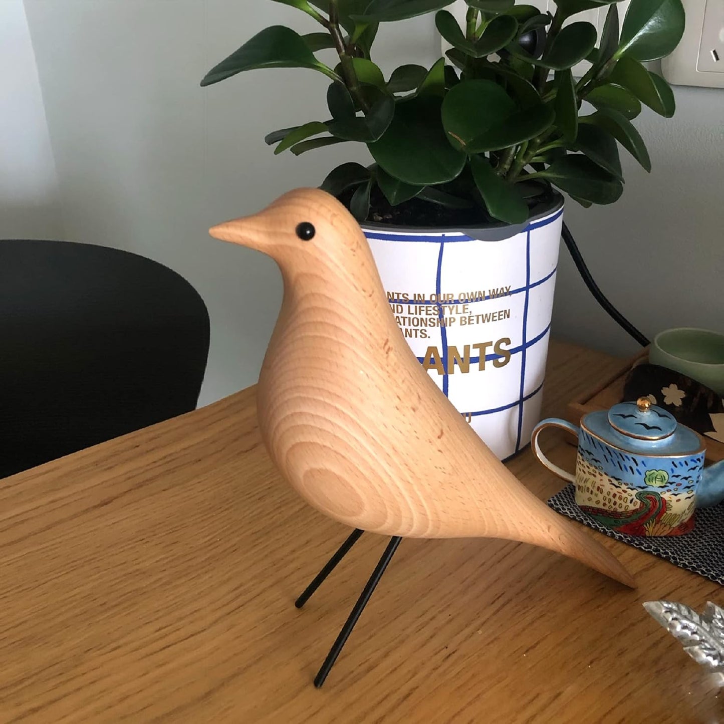 Mid Century Sculpture House Bird - Office Decor Desk Dove Ornament Arts Gift Replica (Yellow)