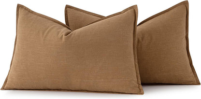 MIULEE Decorative Linen Euro Sham Pillow Covers 26x26 Cream White Boho Farmhouse Neutral Couch Throw Pillows for Bed Pack of 2 Accent Modern Pillowcase Sofa Livingroom Home Decor
