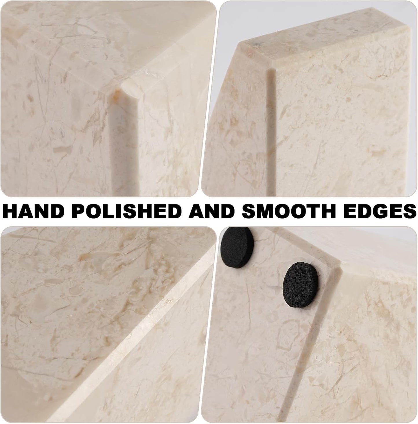 Karibiber Travertine Bookends for Heavy Books, Marble Decorative Bookends for Shelves, Heavy-Duty Stone Book Ends for Hardback Book & Cookbooks, Unique Book Stopper & Holder, Travertino Italy