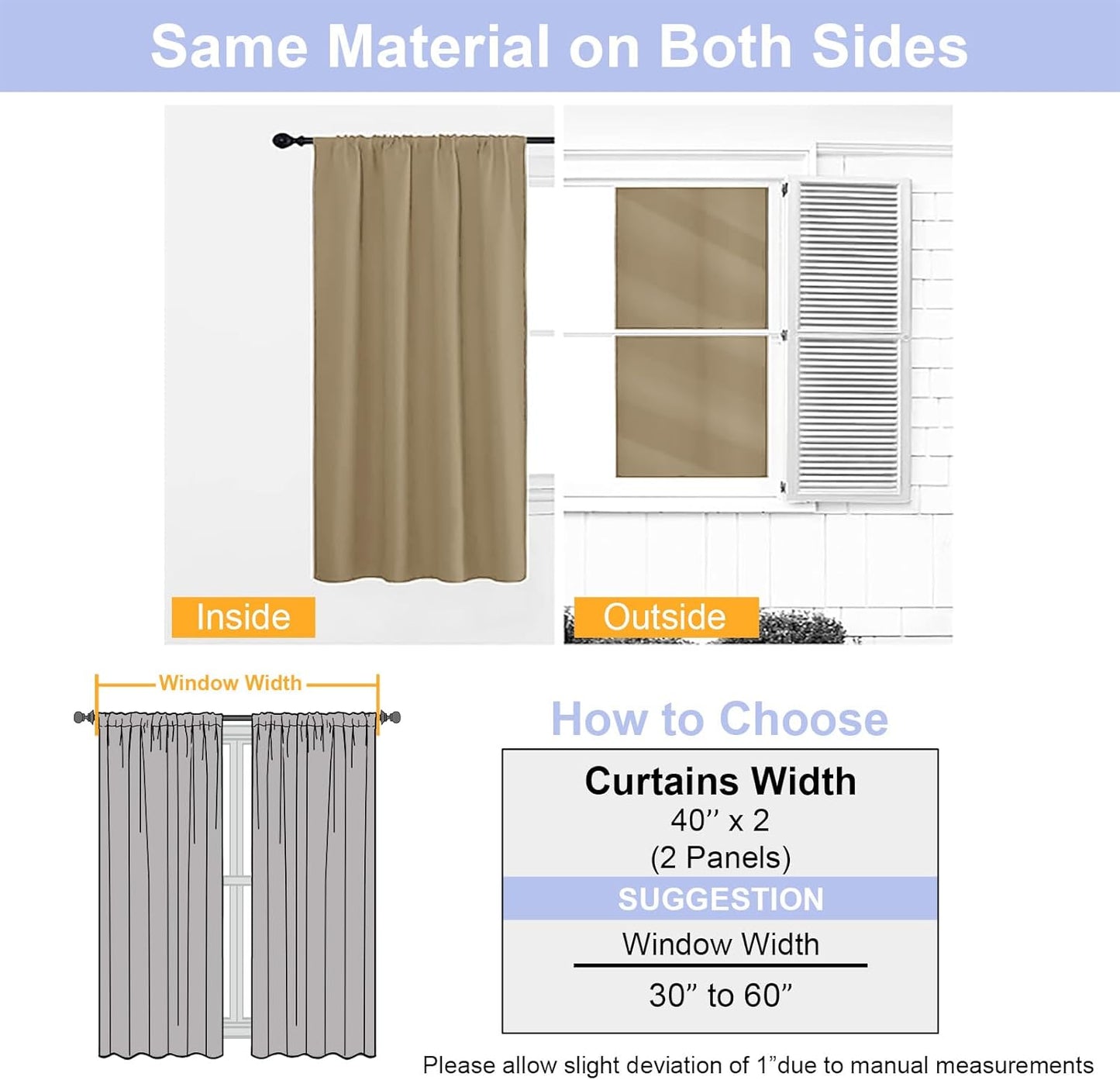 Simplebrand Ava Sage Green Blackout Curtains for Bedroom 63 Inch Length 2 Panels Set, Solid Thermal Insulated Energy Saving Rod Pocket Window Treatment Curtains Blackout Drapes, W40 x L63 Inch, Sage - Colors C