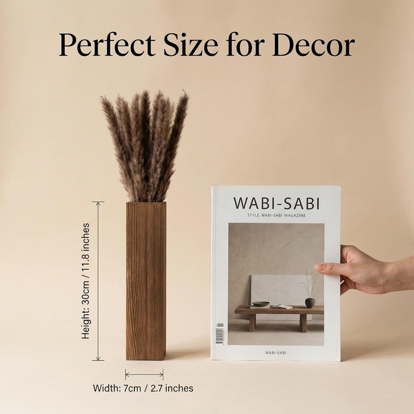 Wooden Wall Planter Set of 4 - Modern Home Decor for Living Room, Bedroom, Bathroom - Walnut Finish Planter for Dried Flowers, Faux Greenery, Indoor Plants