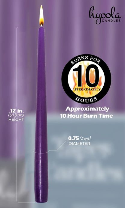 Hyoola Tall Taper Candles - 10 Inch Metallic Gold Unscented Dripless Taper Candles - 8 Hour Burn Time - 4 Pack