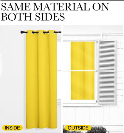 NICETOWN Halloween Pitch Black Solid Thermal Insulated Grommet Blackout Curtains/Drapes for Bedroom Window (2 Panels, 42 inches Wide by 63 inches Long, Black) - Colors C