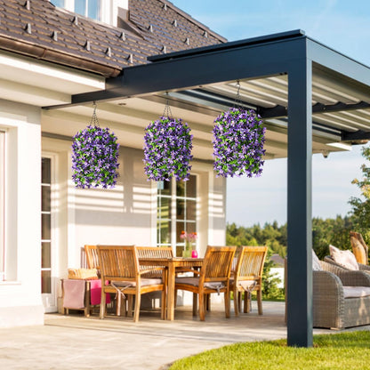 INQCMY Artificial Fake Hanging Plants Flowers Basket for Spring Summer Outdoor Outside Porch Decoration,UV Resistant Faux Silk Violet in Planter for Home Patio Balcony Garden Yard Decor(Red)