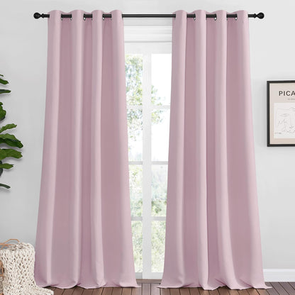 NICETOWN Halloween Pitch Black Solid Thermal Insulated Grommet Blackout Curtains/Drapes for Bedroom Window (2 Panels, 42 inches Wide by 63 inches Long, Black) - Colors B
