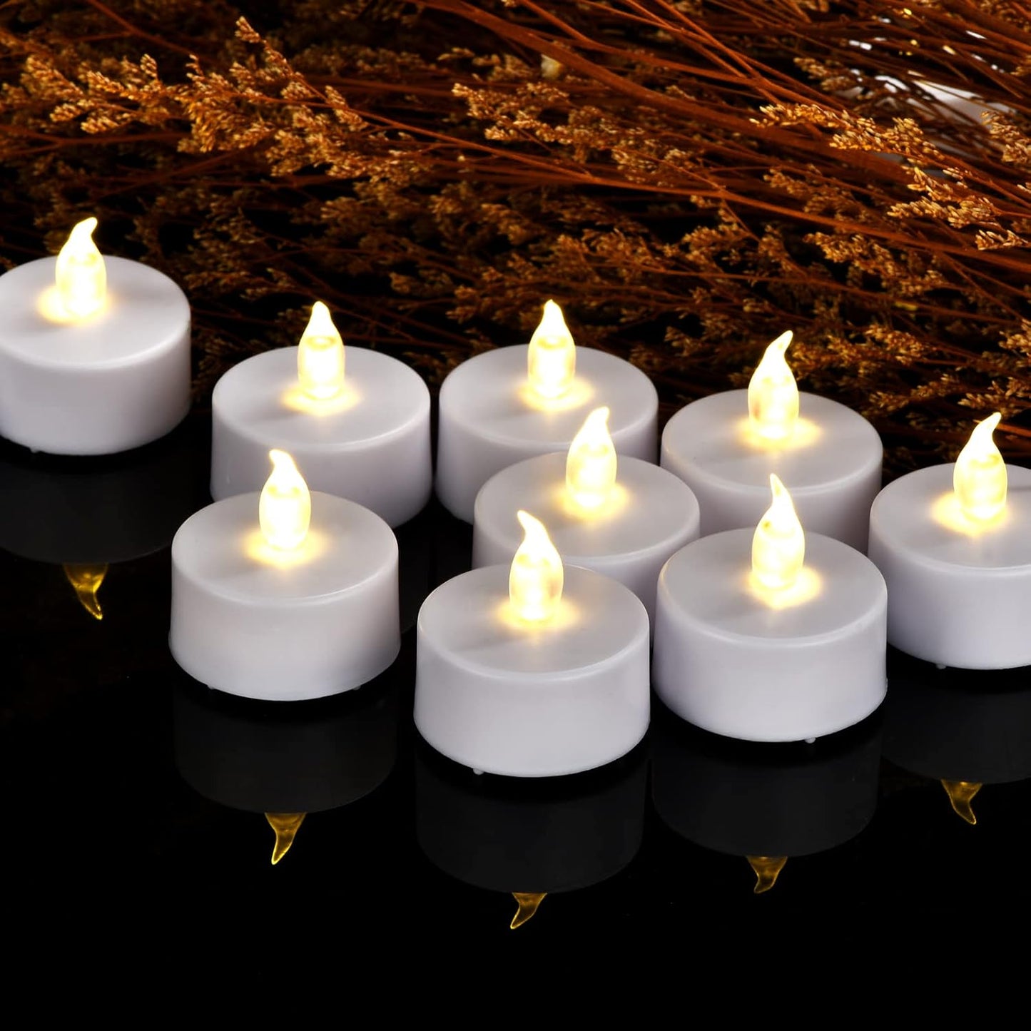 Battery Operated LED Tea Lights: 24PACK Flameless Votive Candles Lamp Realistic and Bright Flickering Holiday Gift Long Lasting 200Hours for Seasonal & Festival Celebration Warm White