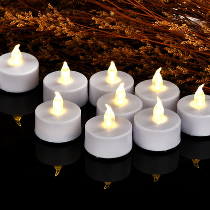 Battery Operated LED Tea Lights: 24PACK Flameless Votive Candles Lamp Realistic and Bright Flickering Holiday Gift Long Lasting 200Hours for Seasonal & Festival Celebration Warm White