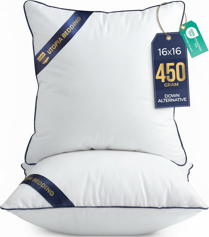 Utopia Bedding Throw Pillow Inserts (Pack of 4, White), 18 x 18 Inches Decorative Indoor Pillows for Sofa, Bed, Couch, Cushion Sham Stuffer