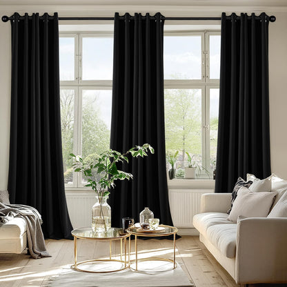 MIULEE Blackout Curtains for Bedroom Living Room 2 Panels, Thermal Insulated Room Darkening Drapes Grommet Noise Reducing Light Blocking Window Treatments 63 Inches Long 40x63 Inch Black - Colors B