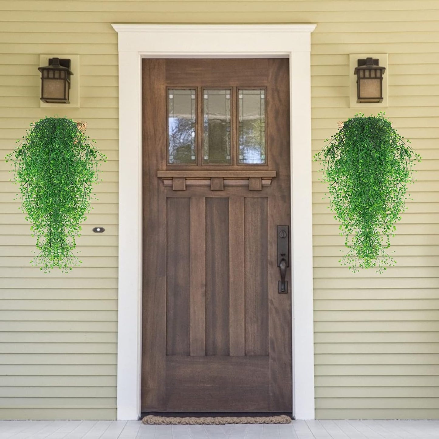 RECUTMS Fake Hanging Plants Artificial Ferns for Outdoor Hanging Faux Plants Vine Ivy Faux Fern Hanging Vines Wall Plants for Home Garden Party Wedding Decor (White 4P)