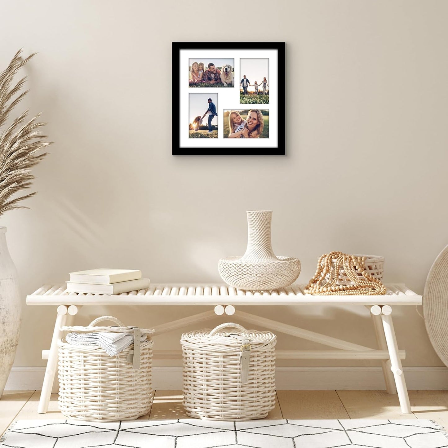 Americanflat 4x6 Collage Picture Frame with Shatter-Resistant Glass - Fits Five 4x6 Photos or Use as One 11x14 Picture Frame - Signature Collection - Collage Frames for Wall Display - Black