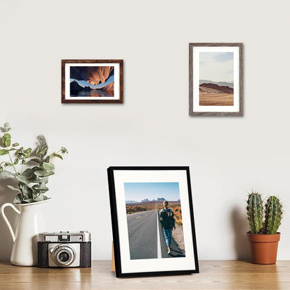 Fixwal Picture Frames Set, Gallery Wall Frame Set Picture Frames Collage 15 Pack for Wall or Tabletop with 8x10 5x7 4x6 Frames, Soft Earth Tones