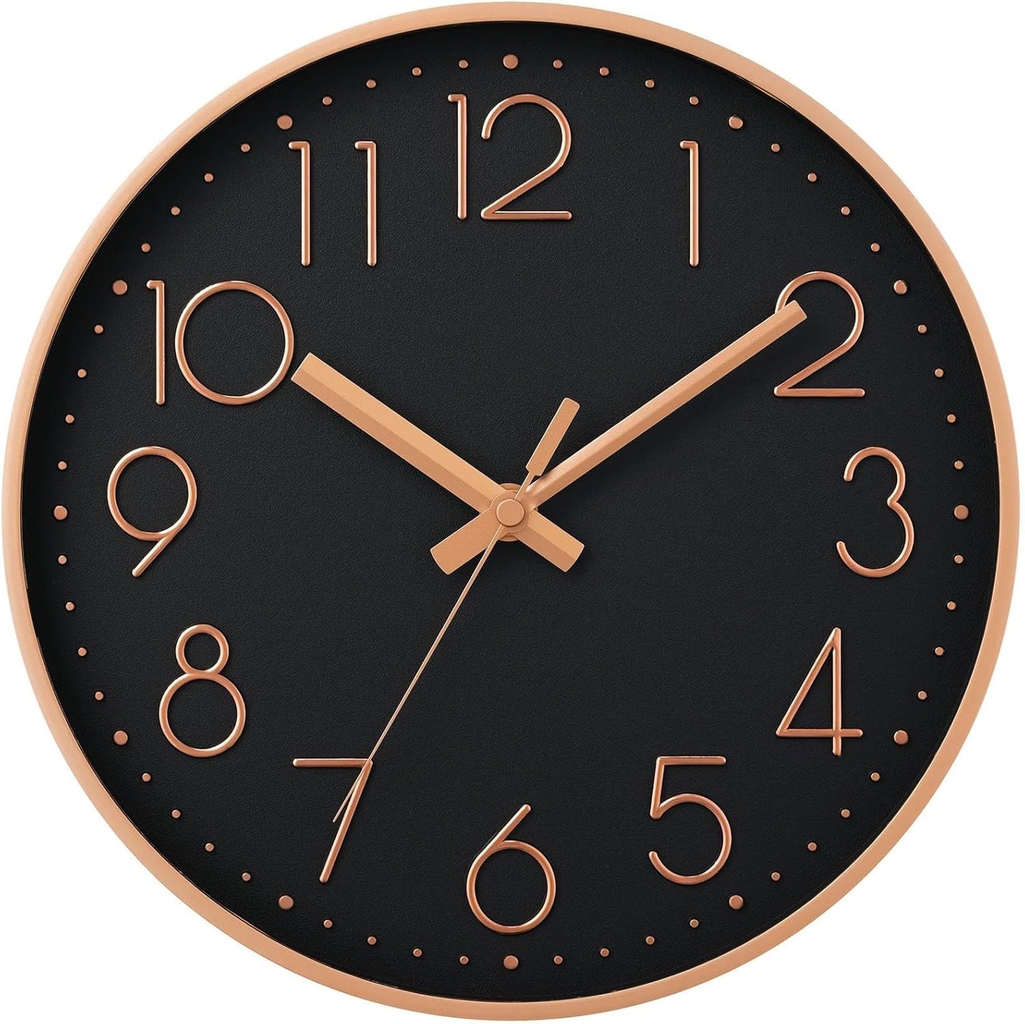 DAXSMY Wall Clock - 8 Inch Silent Non-Ticking Modern 3D Wall Clocks Battery Operated - Decorative Clock for Kitchen, Home Office, Bathroom, Bedroom(Rose Gold)