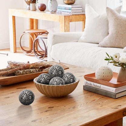 Kesywale 6PCS Decorative Balls Set 2.4 Inches/ 6cm Small Mosaic Spheres Glass Orbs Decorative Balls for Centerpiece Bowls Vases Fillers Dining Coffee Table Wedding Party Decor (Black)