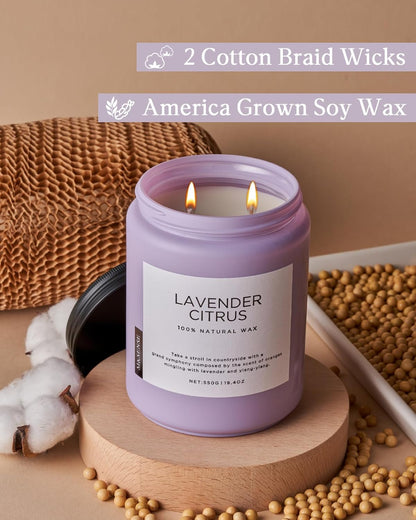 M&SENSE Eucalyptus & Mint Scented Jar Candle, Large 19.4oz Natural Soy Wax, 110-Hour Long Lasting Non-Toxic Clean Burning, Fresh Smelling Home Aromatherapy for Spa Stress Relief, Gifts for Men Women