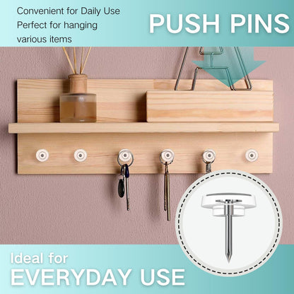 150 PCS Clear Push Pins Tacks Count in Reusable Box for Bulletin Boards and Wall Displays Heavy Duty Plastic Head