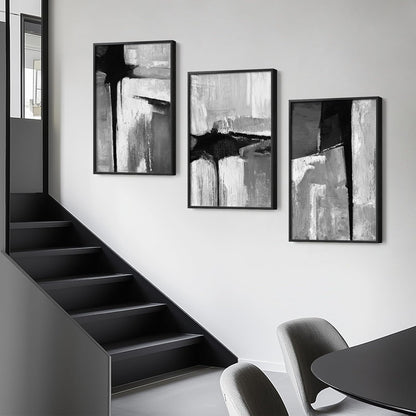 Large Framed Black and White Abstract Wall Art for Living Room, 3 Piece Big Modern Canvas Prints Paintings Artwork for Walls, Minimalist Abstract Art Pictures for Hallway, Office Wall Decor 24x36 In