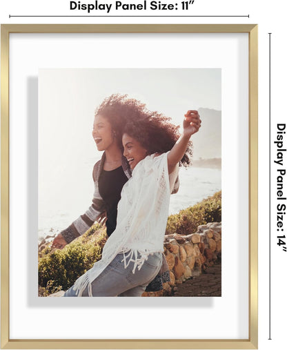 Americanflat Aluminum 11x14 Floating Picture Frame with Shatter-Resistant Glass - Use as 8x10 Picture Frame or Display 11x14 Photo - Signature Float Collection - Photo Frames for Wall Display - Black