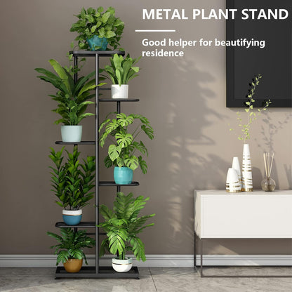 LINZINAR Plant Stand Indoor Outdoor Corner 4 Tier Metal Plant Shelf Patio Plant Rack for Garden Corner Balcony Living Room