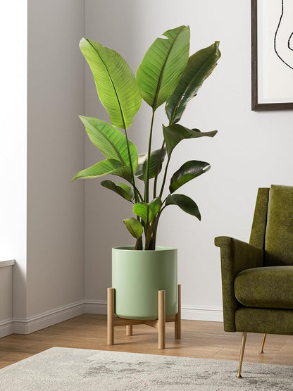 LE TAUCI 12 Inch Pot for Plants, Ceramic Planters for Indoor Plants, Mid-Century Modern Cylinder Flower Pots with Drainage Hole, Fits Fiddle Leaf Fig & Monstera, Home Decor, White
