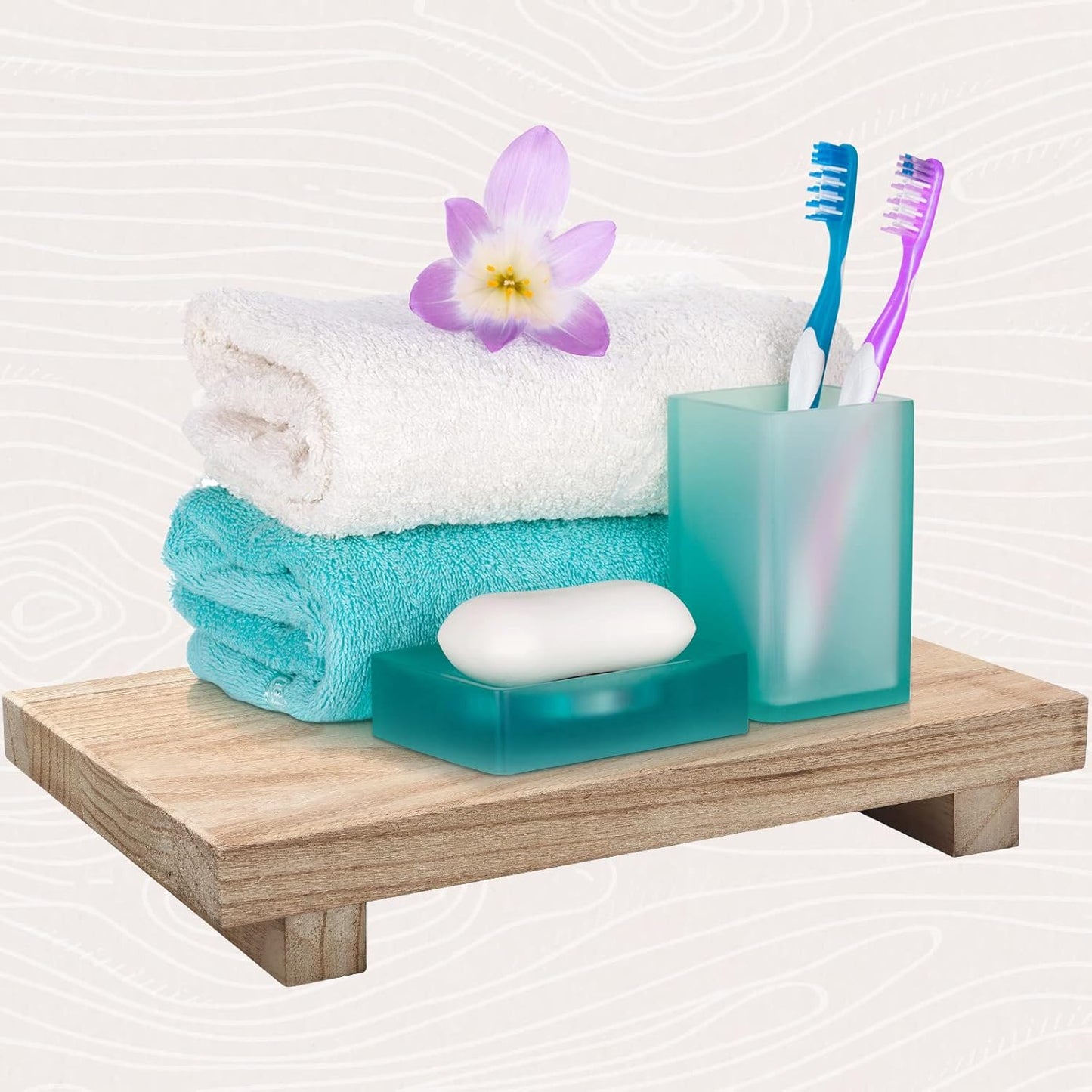 Nuogo Wood Riser Tray Soap, Stand Soap Tray for Kitchen Sink, Wood Pedestal for Kitchen Counter Sink Stand Decorative Rustic Bathroom Dishes Plant Bottles Candles Display(12 x 7 Inch,Brown)