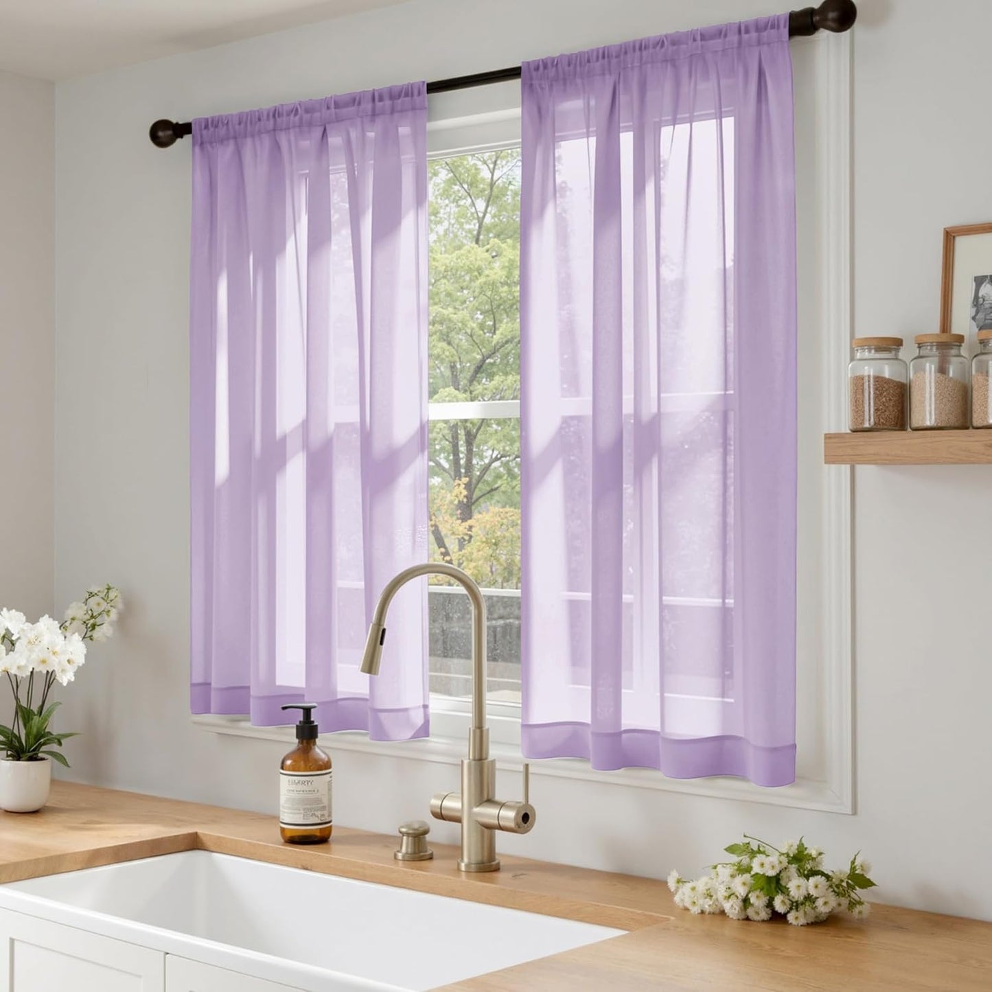 MIULEE White Sheer Curtains 84 Inches Long, 4 Panels Set, Light Filtering Rod Pocket Voile Drapes for Living Room and Bedroom, Airy Soft Fabric Window Treatments, 42 x 84 Inches