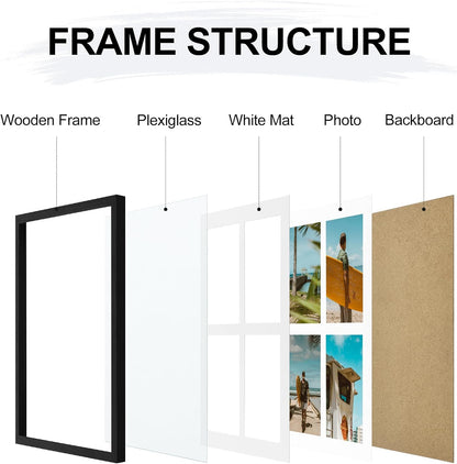 Vittanly 11x14 Collage Picture Frame, Displays 5Pcs 4x6 Pictures with Mat or 1Pcs 11x14 without Mat for Wall Mounting, Picture Frames Collage Wall Decor in Black, 1 Pack