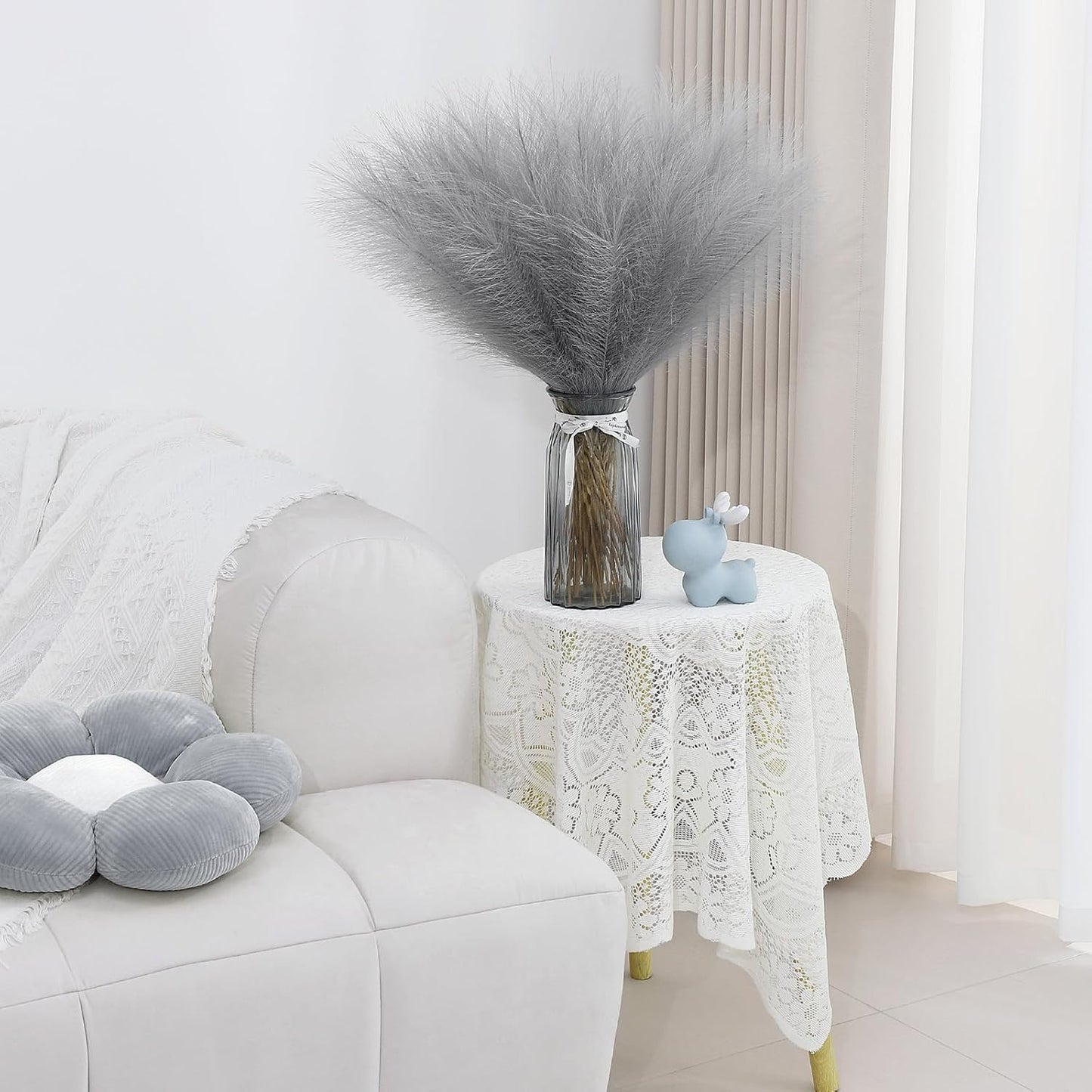Pampas Grass Decor 30 Pcs 21.7 Inch Faux Brown Pampas Grass Bulk Artificial Dried Flowers Small Vase Filler Pompas Grass.