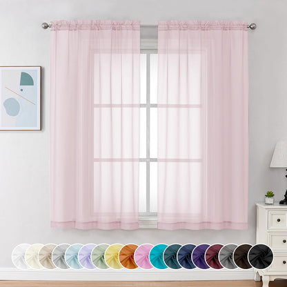 Chyhomenyc Sheer White Valances for Windows 2 Pack, Small Window Curtains for Living Room Bathroom Cafe Laundry Basement, Modern Top Dual Rod Pocket Voile Curtain, 42W x 14L inches, White - Colors C