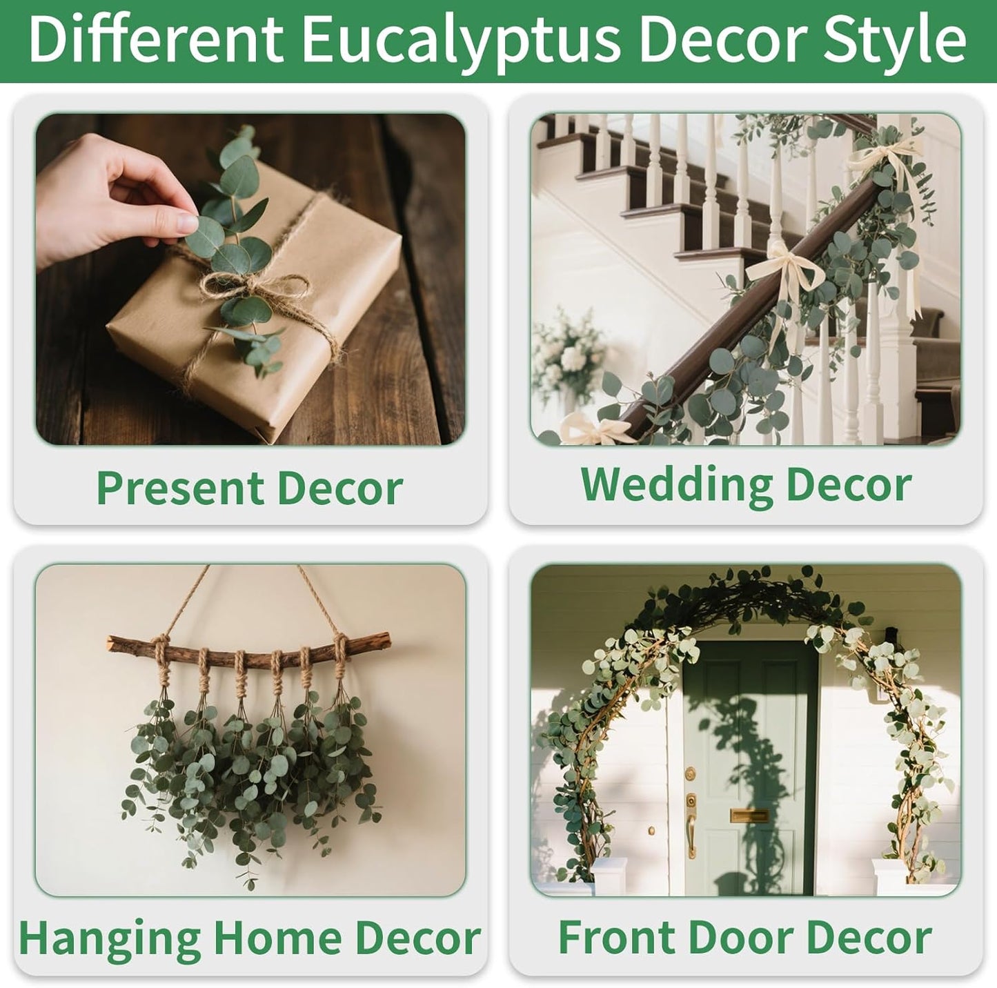 12PCS Dried Eucalyptus Bundle 17'' Real Eucalyptus Stems 100% Natural Fresh Leaves Hanging Plants Greenery Stems for Shower Home Decor Flower Arrangement Wedding
