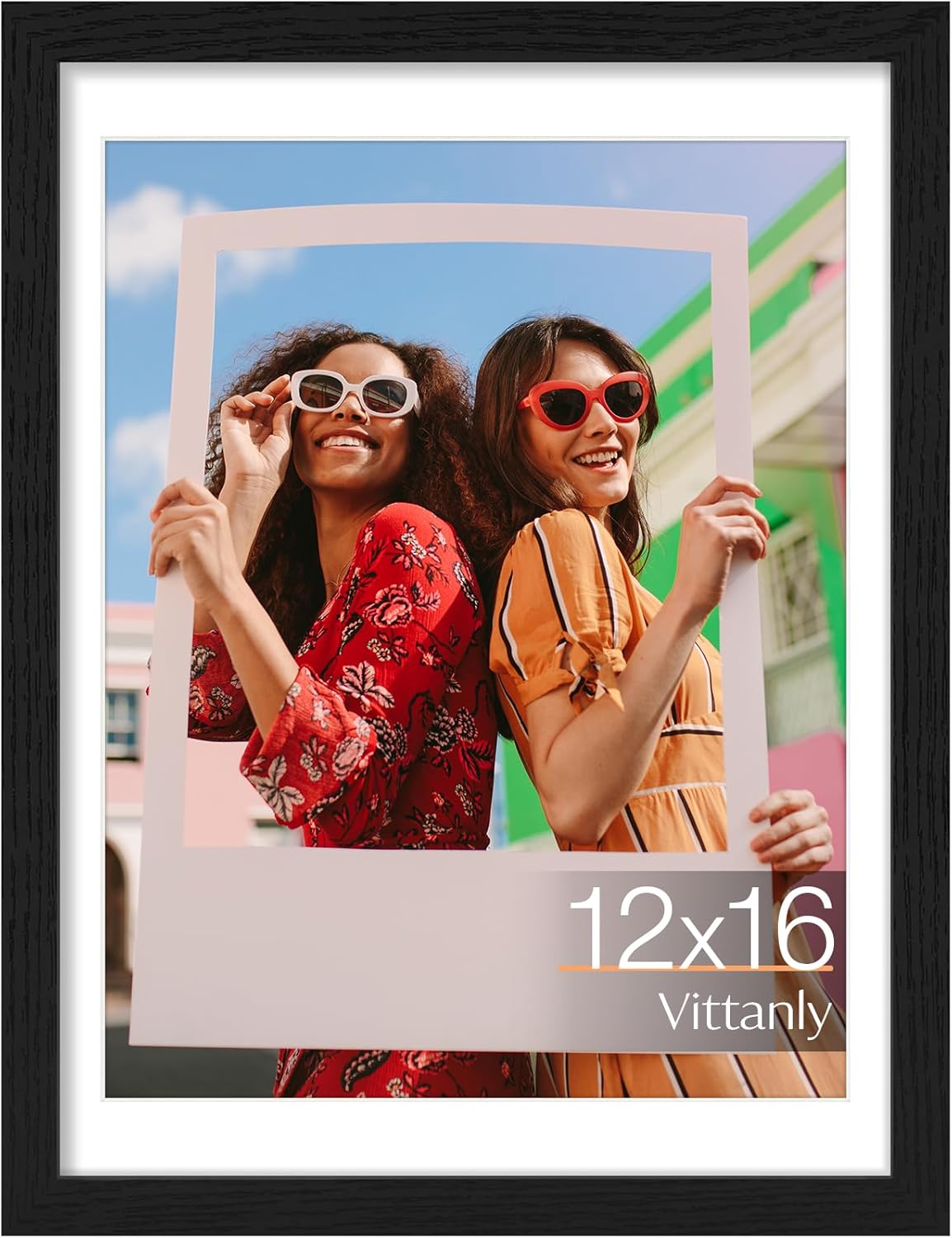 Vittanly 11x14 Picture Frame, Display Pictures 8x10 with Mat or 11x14 without Mat, Photo Frame for Wall Mounting, Black, 1 Pack - Colors A