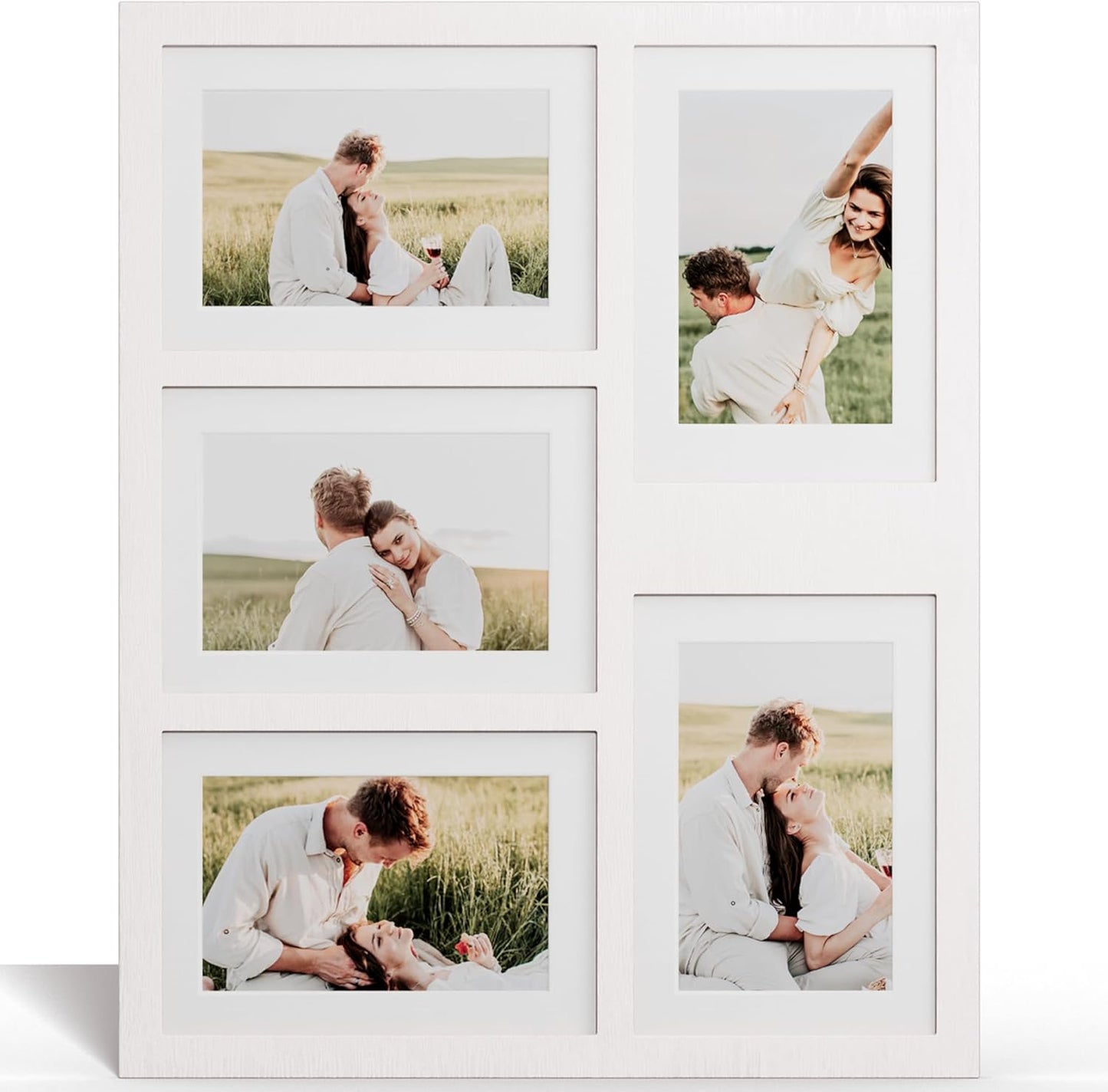 YESKAY 4x6 Picture Frame Collage for Wall Decor, Multiple Photo Collage Frames with Tempered Glass, 7-Opening for 4 x 6 Picture Frames, Rustic Brown, 1 Pack