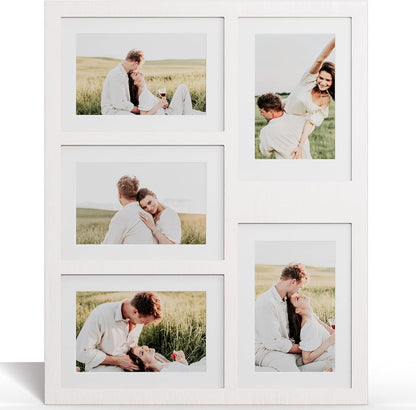 YESKAY 4x6 Picture Frame Collage for Wall Decor, Multiple Photo Collage Frames with Tempered Glass, 7-Opening for 4 x 6 Picture Frames, Rustic Brown, 1 Pack