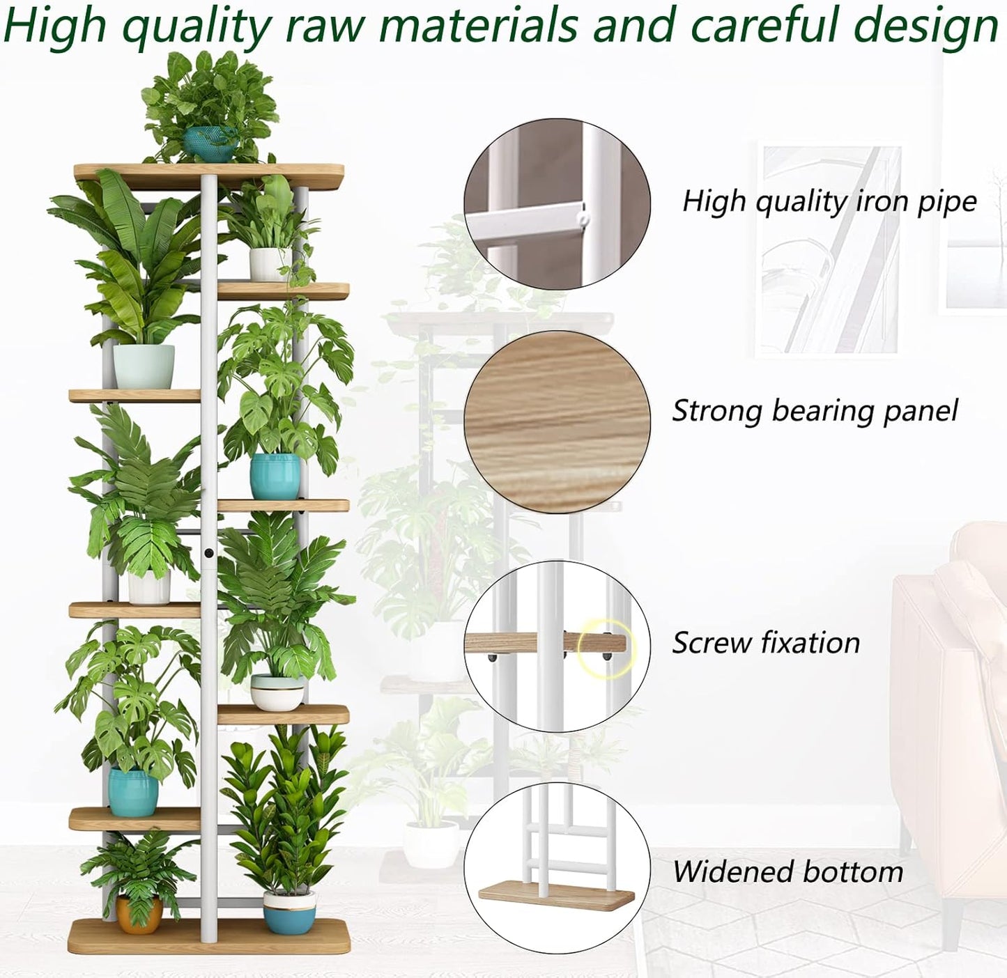 LINZINAR Plant Stand Indoor 4 Tier 5 Potted Multiple Plant Shelf Stands for Garden Corner Balcony Living Room Black
