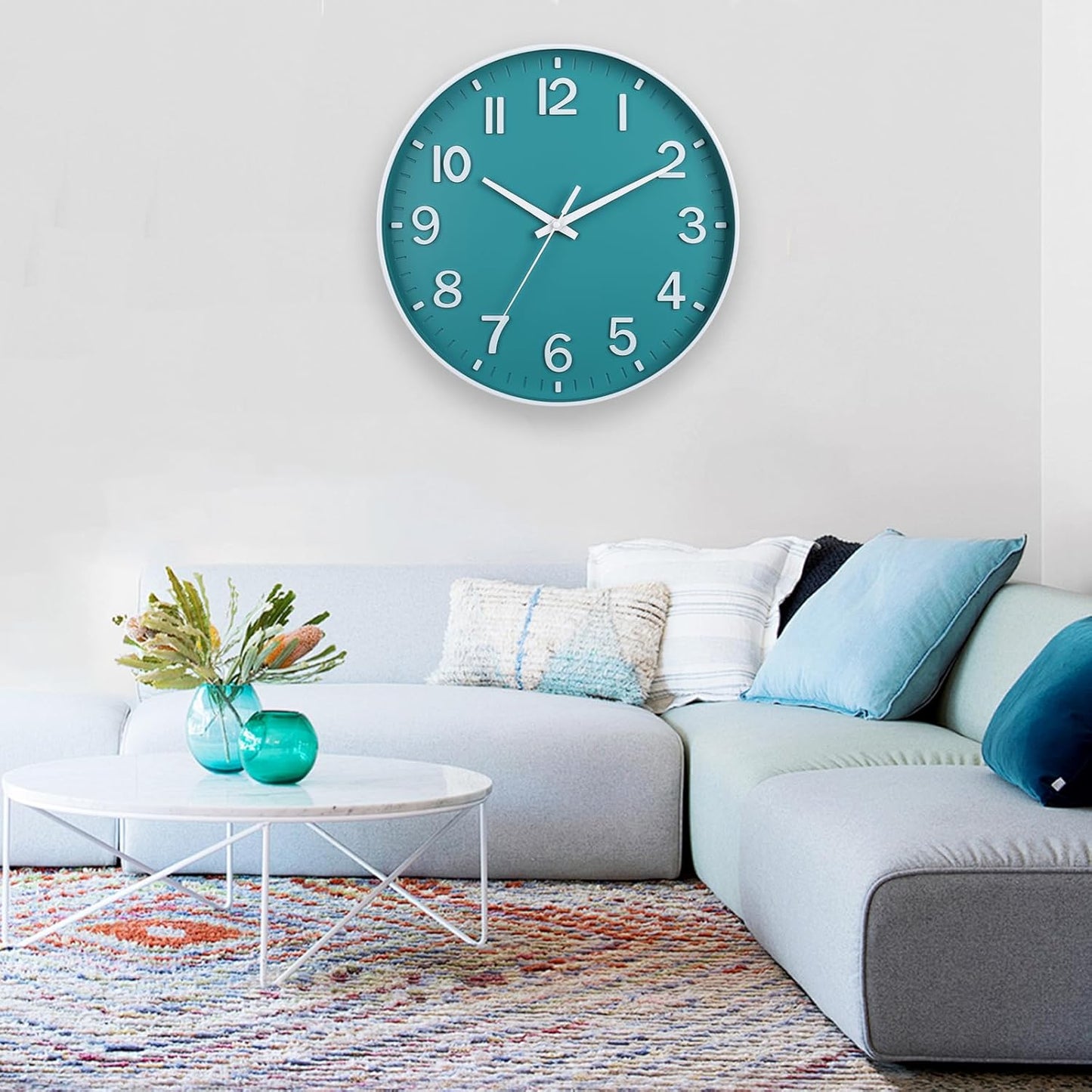 HZDHCLH Wall Clocks Battery Operated,12 inch Silent Non Ticking Modern Wall Clock for Living Room Bedroom Kitchen Office Classroom Decor (Olive Green and Gold)