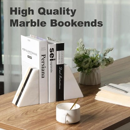 Karibiber Travertine Bookends for Heavy Books, Marble Decorative Bookends for Shelves, Heavy-Duty Stone Book Ends for Hardback Book & Cookbooks, Unique Book Stopper & Holder, Travertino Italy