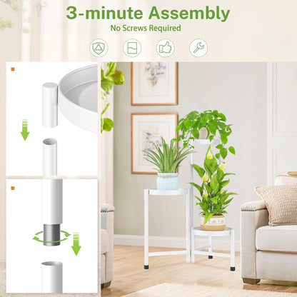 iDavosic.ly Plant Stand Indoor Outdoor, 5 Tier Corner Metal Flower Display Holder Shelf, Folding Tall Orchid Rack for Patio Balcony Porch Garden Living Room House, Black