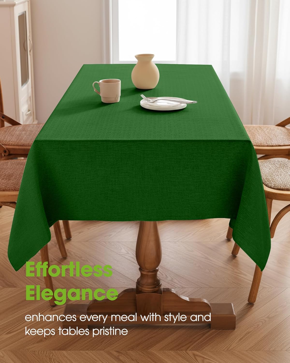 Pureegg Rectangle Linen Tablecloth Waterproof & Stain Resistant, Wrinkle-Free Table Cloth Adds Elegance and Protection, Ideal for Dining, Party, Wedding and Outdoor, 52 x 70 Inch, Sage Green