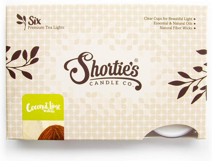 Shortie's Candle Company Coconut Cove Premium Tealight Candles - 6 White Highly Scented Tea Lights - Beautiful Candlelight - Made in the USA - Fruit & Berry Collection