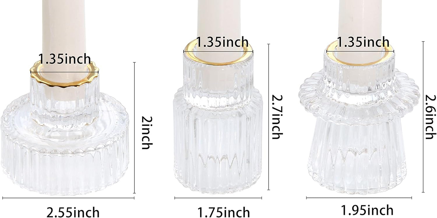 Vixdonos Taper Glass Candlestick Holders Tealight Candle Holders for Table Centerpieces, Wedding Decor and Dinner Party (6 Pcs, Green)