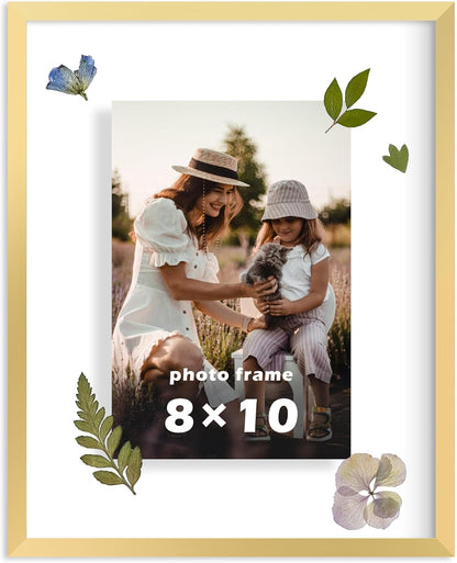 FrameWorks 8”x10” Deluxe Black Aluminum Contemporary Style Floating Picture Frame with Tempered Glass