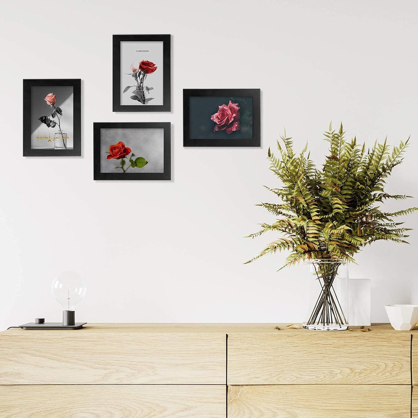 Egofine 12x16 Picture Frame Black, Covered by Plexiglass Made of Solid Wood, Display Pictures 9x12 and 11x14 with Mat or 12x16 Without Mat, for Wall Mounting Photo Frame - Colors B