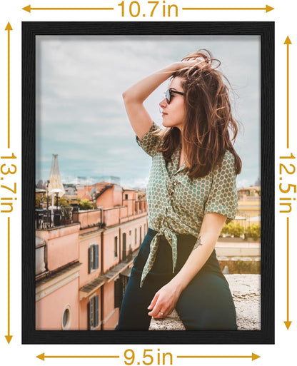 Vittanly 11x14 Picture Frame, Display Pictures 8x10 with Mat or 11x14 without Mat, Photo Frame for Wall Mounting, Black, 1 Pack - Colors A