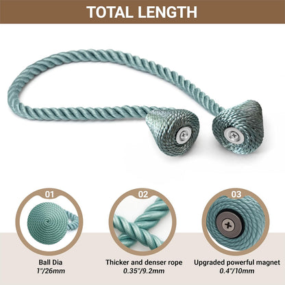 Hion Magnetic Curtain Tiebacks Black 2pcs, Curtain Tiebacks Buckles Holdbacks Holders Hooks Clip for Home Outdoor Bedroom Office Decorative Curtain