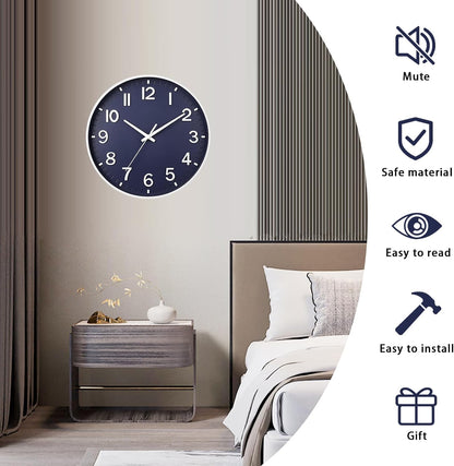 HZDHCLH Wall Clocks Battery Operated,12 inch Silent Non Ticking Modern Wall Clock for Living Room Bedroom Kitchen Office Classroom Decor (Olive Green and Gold)