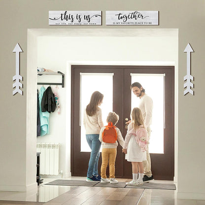 Jetec 4 Pcs Wooden Arrow Wall Decor This Is Us Our Life Rustic Family Signs for Home Wall Decor Home Wooden Hanging Sign for Farmhouse Living Room, 15 x 4 x 0.2 Inch(Brown)