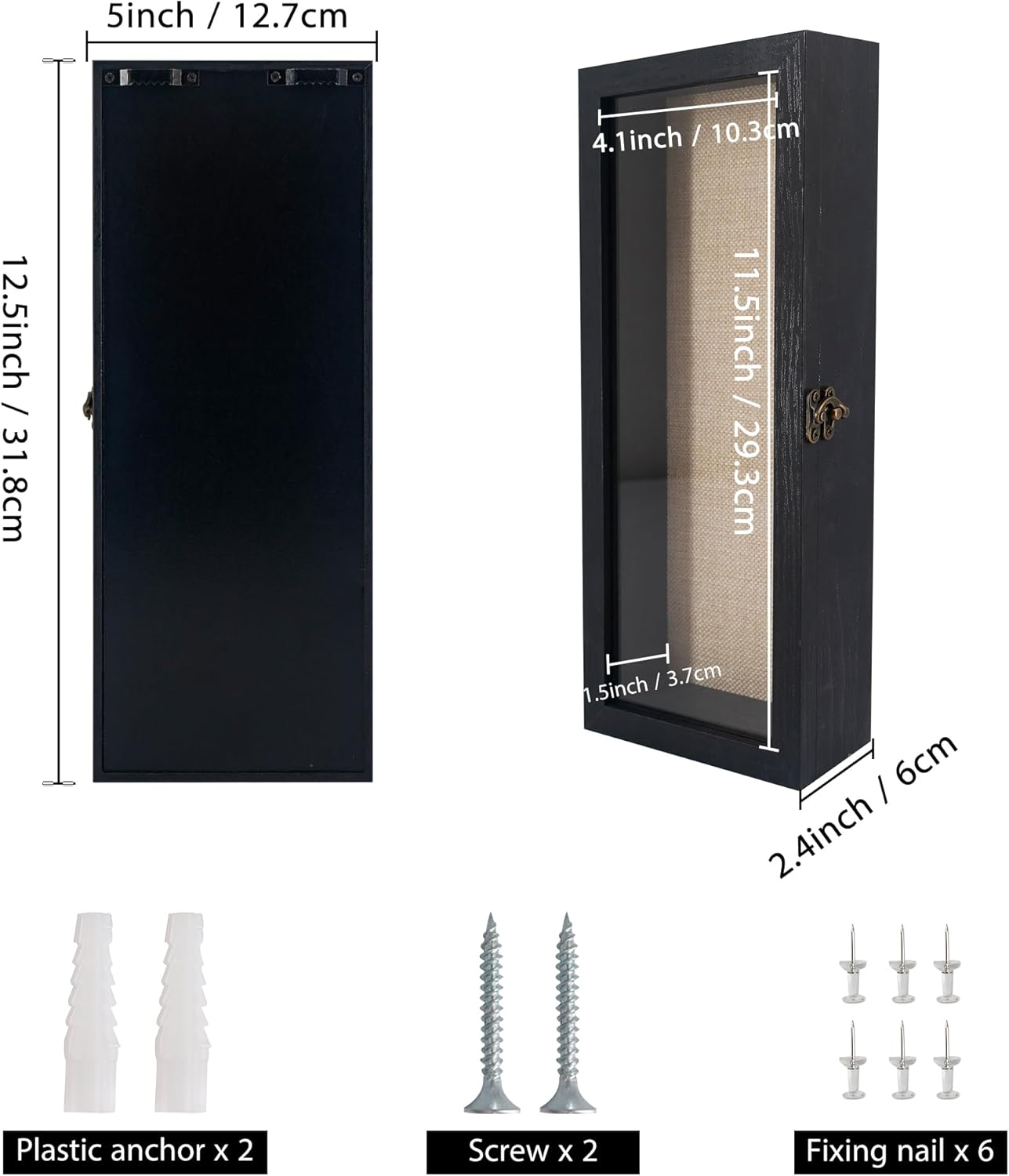 GraduationMall 13x16 Wood Shadow Box Frame Glass Door Display Case with Linen Back and 6 Stick Pins,1.5 inches Interior Depth,Ideal for Memorabilia Pictures Flowers Medals Tickets Rustic White