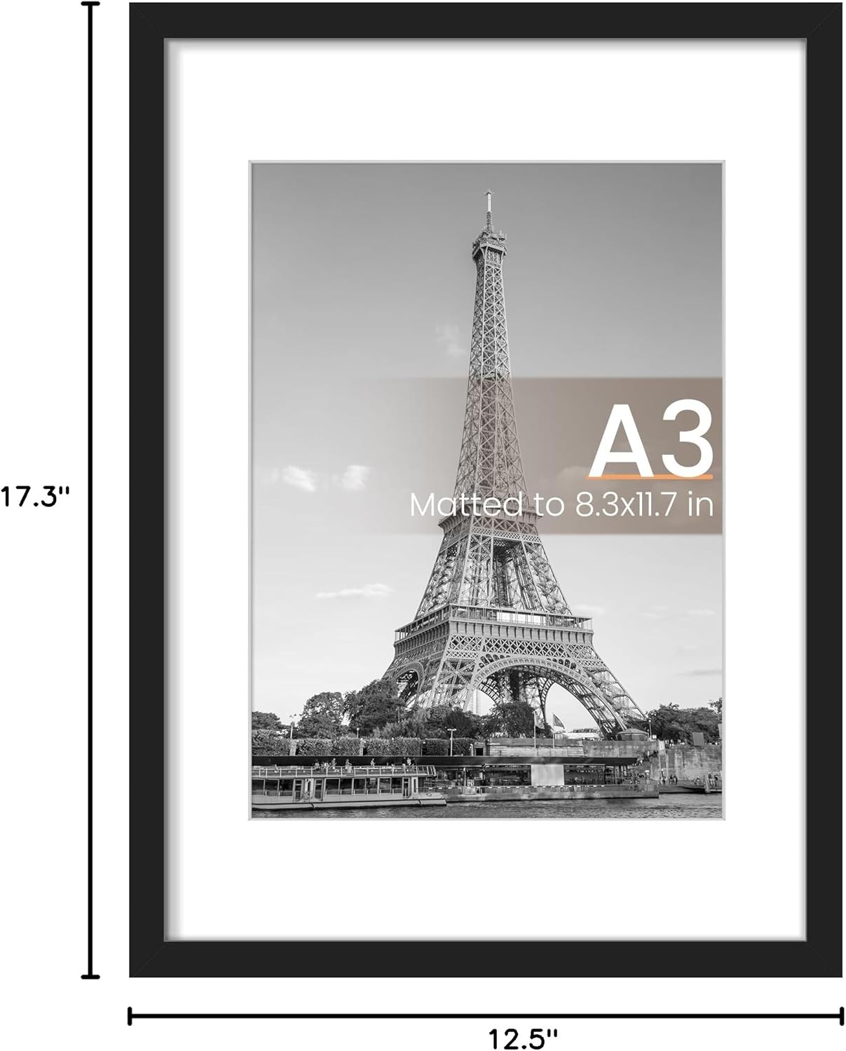 upsimples 8x10 Picture Frame, Display Pictures 5x7 with Mat or 8x10 Without Mat, Wall Hanging Photo Frame, Black, 1 Pack - Colors B