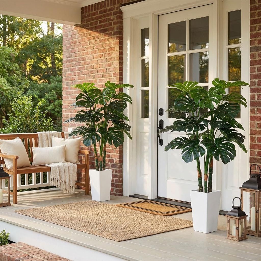 Aveyas 7ft Artificial Olive Tree for Home Decor, 7 Feet Large Faux Plant Fake Skinny Silk Trees with Pot for Indoor Outdoor House Living Room Office (7 ft Tall Including Raised Pot)